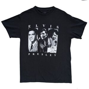 Elvis Presley Men's Medium Black Short Sleeve Cotton Graphic T Shirt